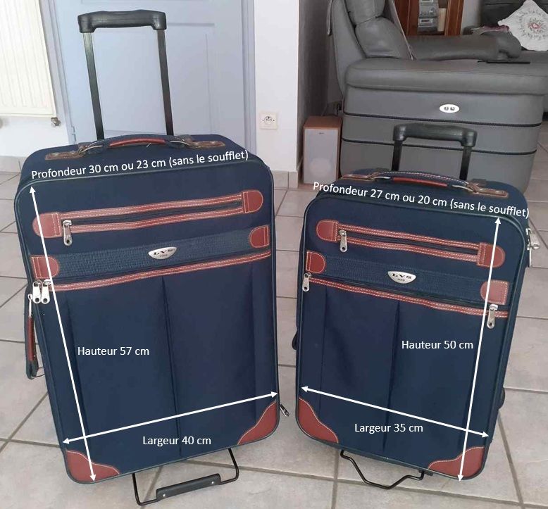 2 Valises LYS Paris en tissu bleu marine 35 Le Fenouiller (85)