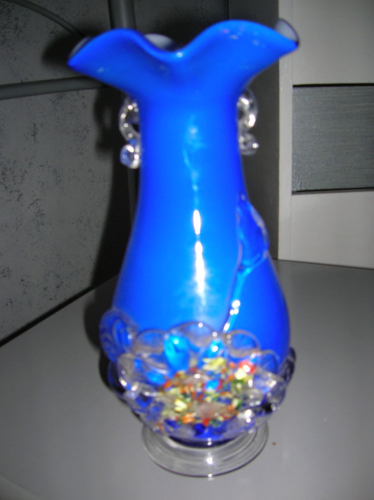 vase ancien bleu Baccarat en verre 20 Reims (51)