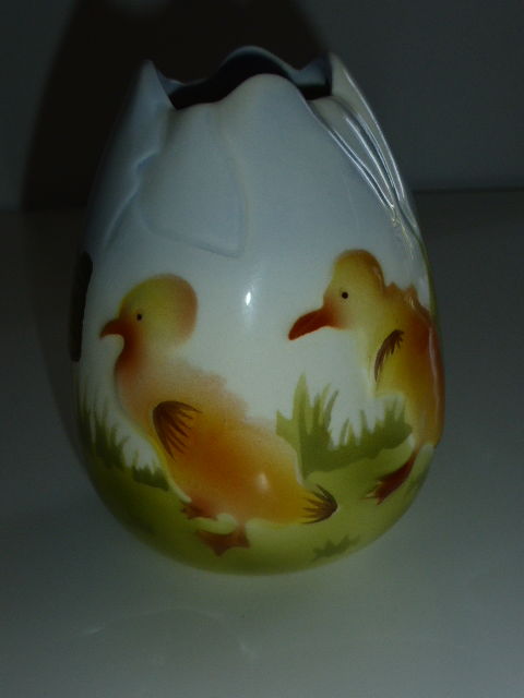 Vase barbotine St Cl�ment forme oeuf d�cor canard 40 Rueil-Malmaison (92)