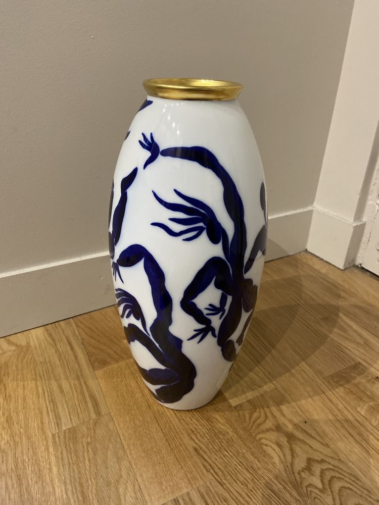 Vase Bernardeau neuf bleu et blanc liseret dor� 500 Paris 8 (75)