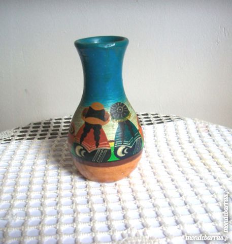 Vase c�ramique bleu fille P�rou artisanat Collection 16 Thizy (69)