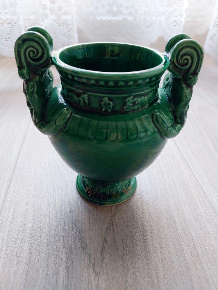 Vase de Vix c�ramique �maill�e vert vintage 20 Clichy (92)