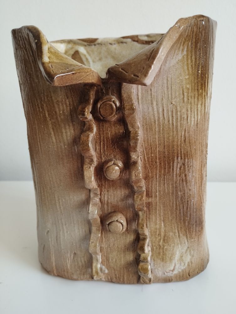 Vase en c�ramique printanier marron 17 Le Havre (76)