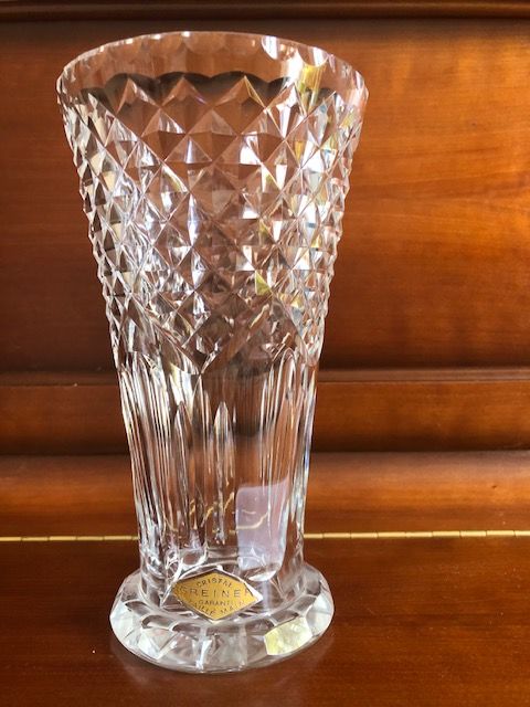 Vase en cristal GREINEA Taillé main 50 Commentry (03)