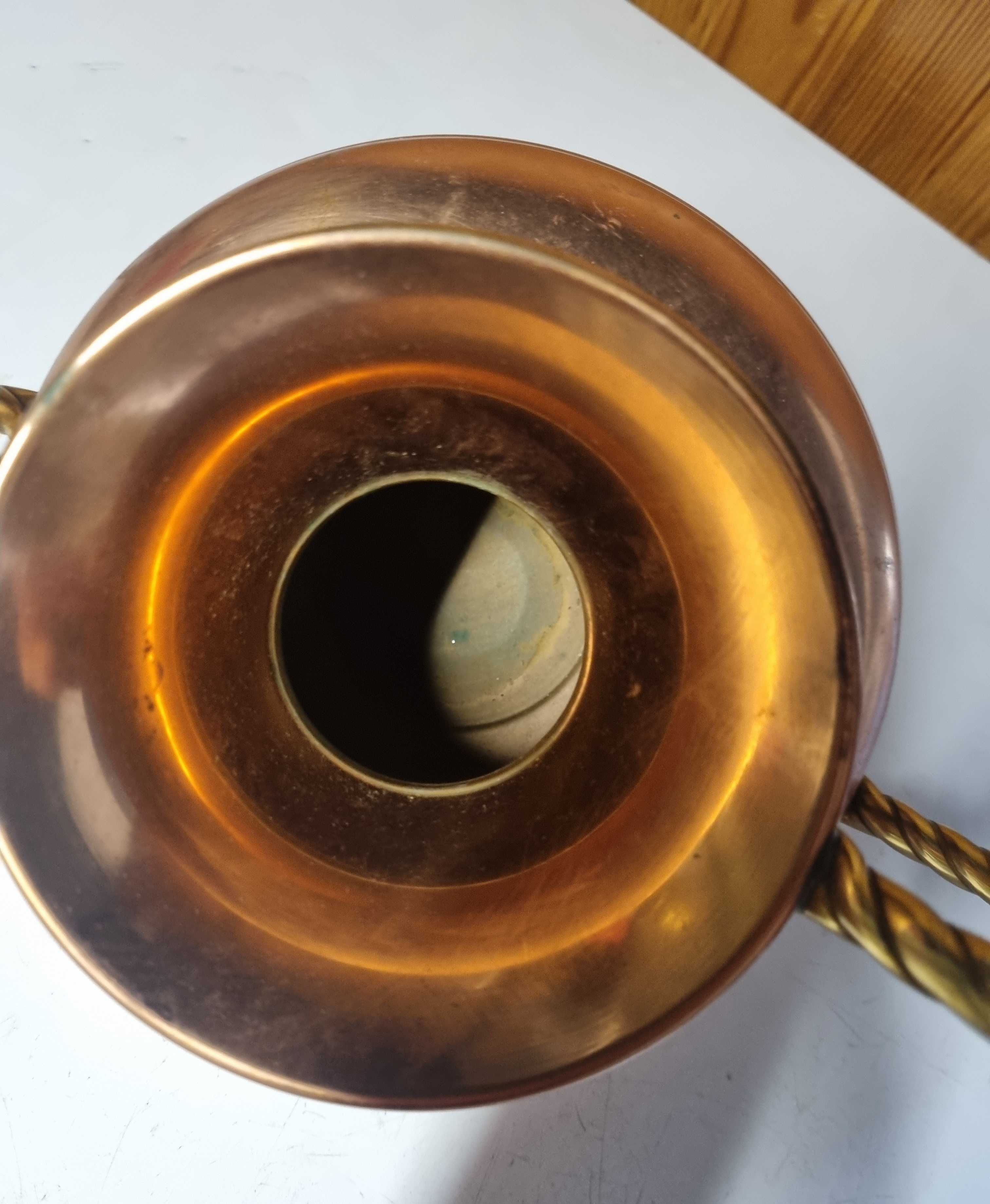 vase ou cruche en cuivre villedieu L.Lecelier et anses en laiton vintage d�coration 28 Auxerre (89)