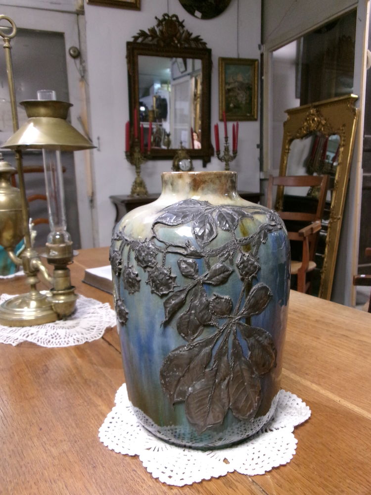 Vase en gr� �maill� ancien, art nouveau 220 Ch�teau-l'�v�que (24)