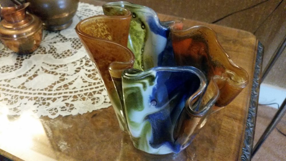 Vase  Mouchoir  verre soufflé multicolore 100 Paris 13 (75)