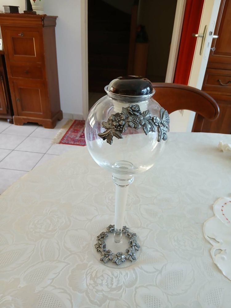 Vase photophore bomb� cristal orn� d'�tain N� 1450 10 Beaune (21)