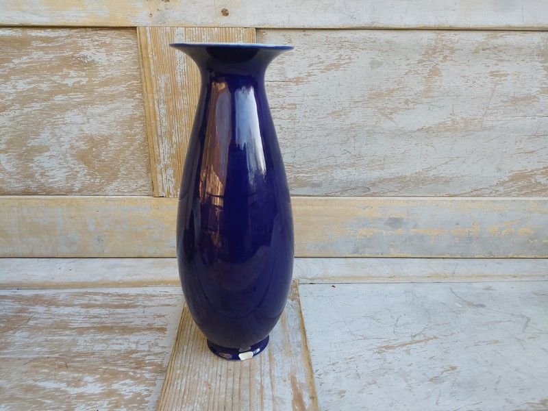 Vase Porcelaine Bleue Cobalt Style S�vres 0 Loches (37)