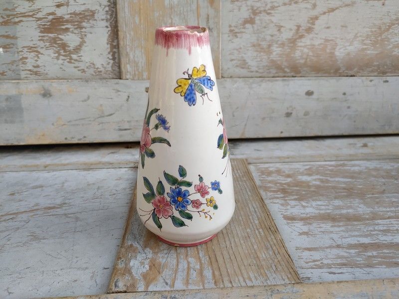 Vase Soliflore D�cor Fleurs Insectes �mile Tessier Malicorne 12 Loches (37)