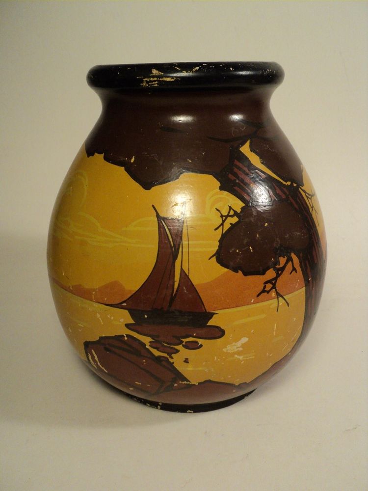 Vase Terre Cuite Bateaux Voilier Louis Giraud Vallauris 80 Loches (37)