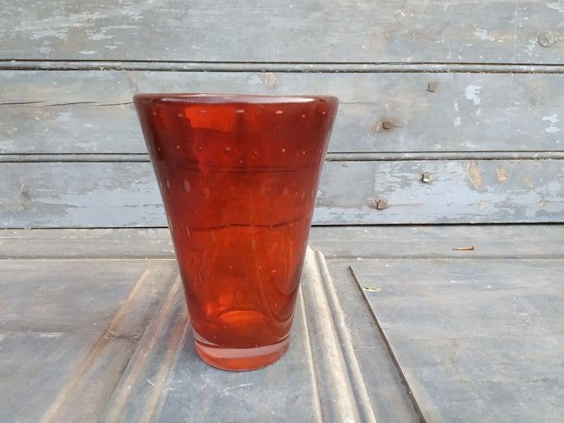 Vase Verre � Bulles Vintage Murano Fratelli Toso Glass 80 Loches (37)