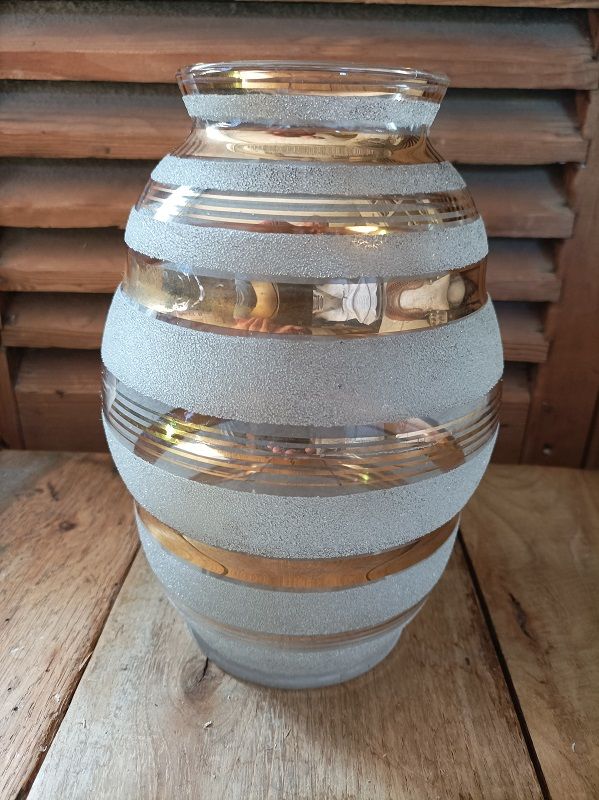 Vase en verre art d�co liser� dor� verrerie Fains dp 0823301 22 Ploubazlanec (22)