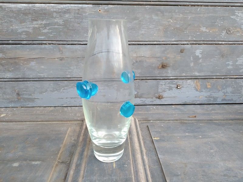 Vase en Verre � Pastilles Bleues Design Vintage Murano 40 Loches (37)