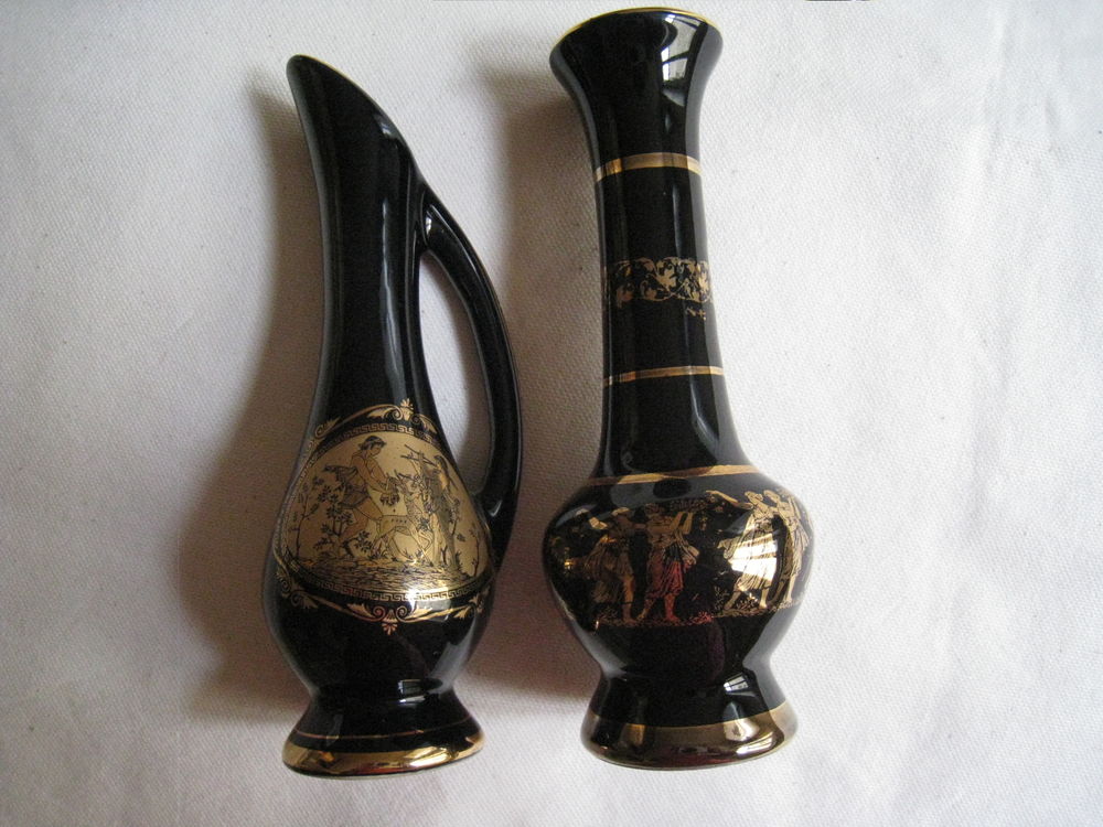 2 vases Grec or 24 carats bleu cobalt 23 Saint-Ismier (38)