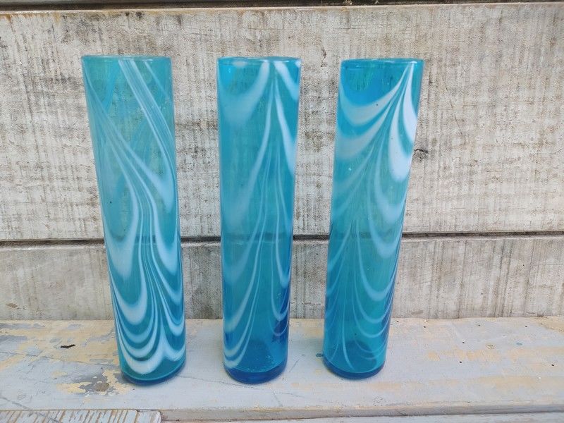 Vases Soliflore Verre Souffl� Bleu Marbr� Blanc  
30 Loches (37)