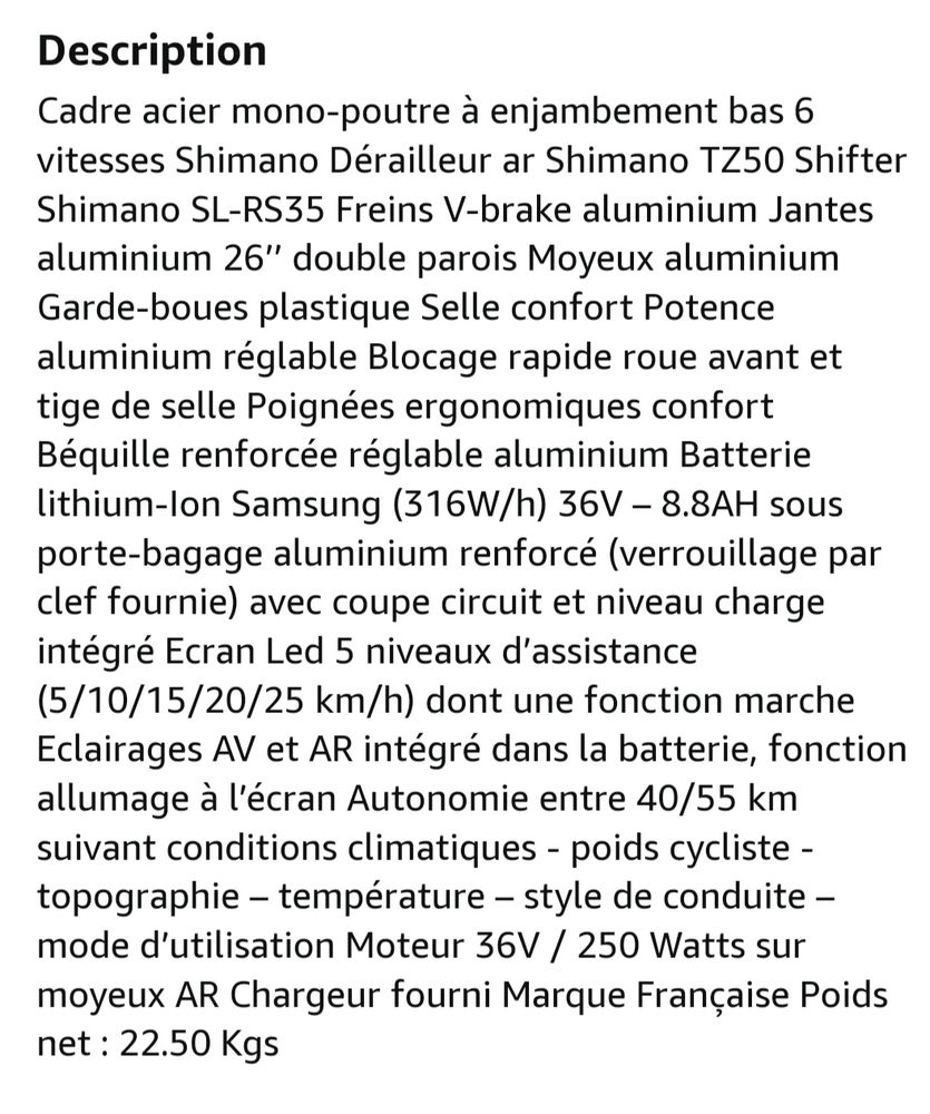 V�lo � assistance �lectrique 650 Montlu�on (03)