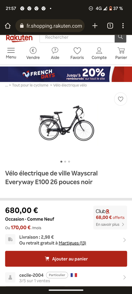 v�lo �lectrique 350 Wasquehal (59)