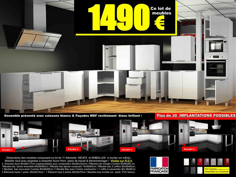 A VENDRE UN LOT DE 11 MEUBLES DE CUISINES NEUFS. 1490 Pau (64)