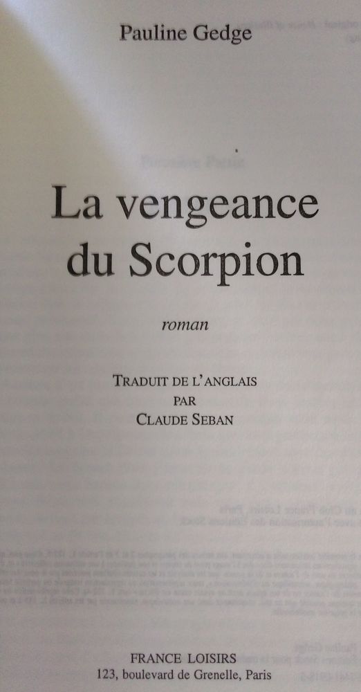 La Vengeance Du Scorpion Pauline Gedge -1 euro 1 Marseille 9 (13)