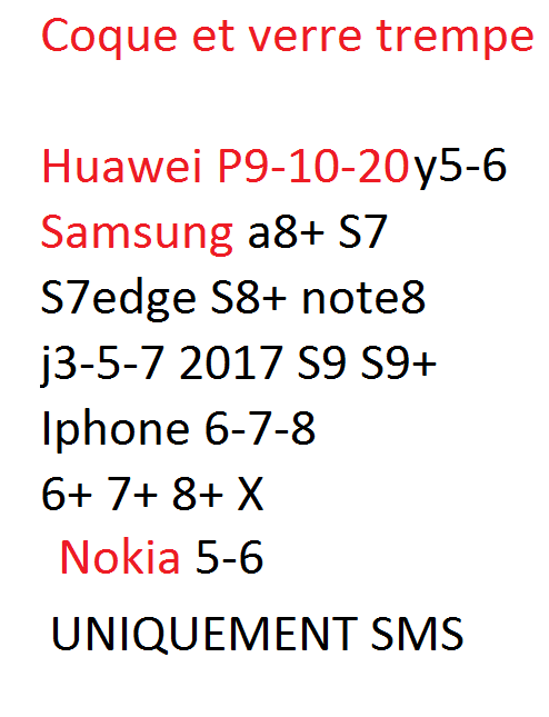 Ventes divers coque et verre trempe 
Samsung Huawei iphone
4 Massy (91)