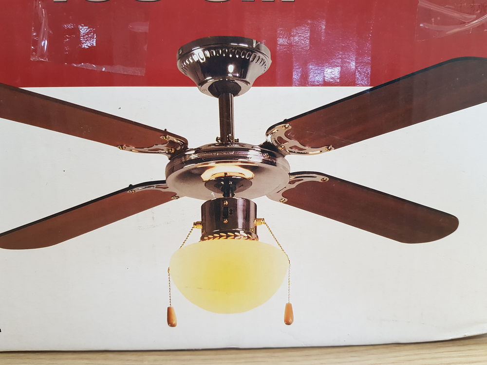 Ventilateur de plafond 106 cm avec lampe chrome 60 Nice (06)