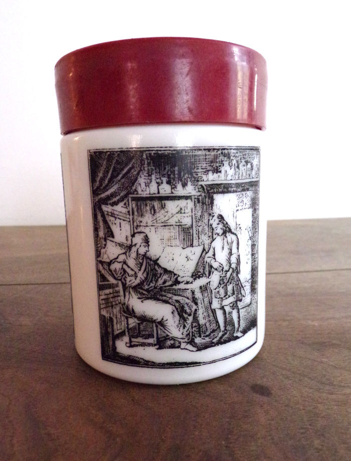 Pot en verre blanc �pais impression gravure couvercle 6 Laval (53)