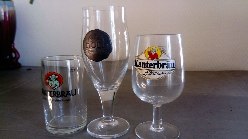 3 verres à bière  KANTERBRAU dont un avec plaque en étain. 0 Marmande (47)