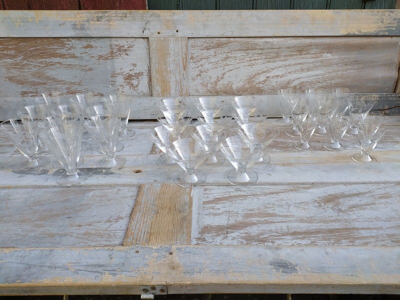 Verres Coniques Cristal Grav� Fleurs Vintage 60 Loches (37)