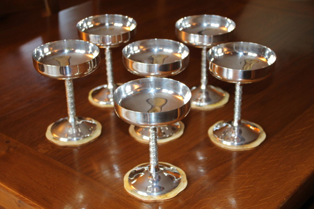 6 verres en laiton argent� 55 Menton (06)