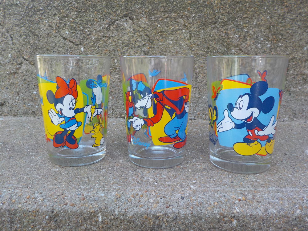 LOT DE 3 VERRES A MOUTARDE DECOR DISNEY :MICKEY MINNIE DINGO 2 Bubry (56)
