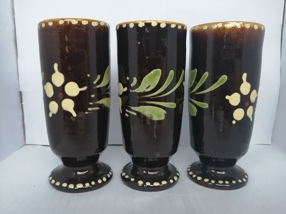 Lot de 3 verres poterie Alsacienne (Soufflenheim) 27 Habsheim (68)