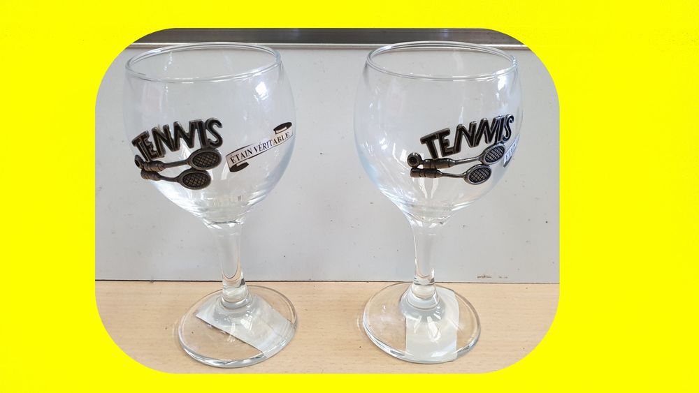 2 verres a vin relief �tain v�ritable TENNIS Neuf 25 Saint-P�tan (22)
