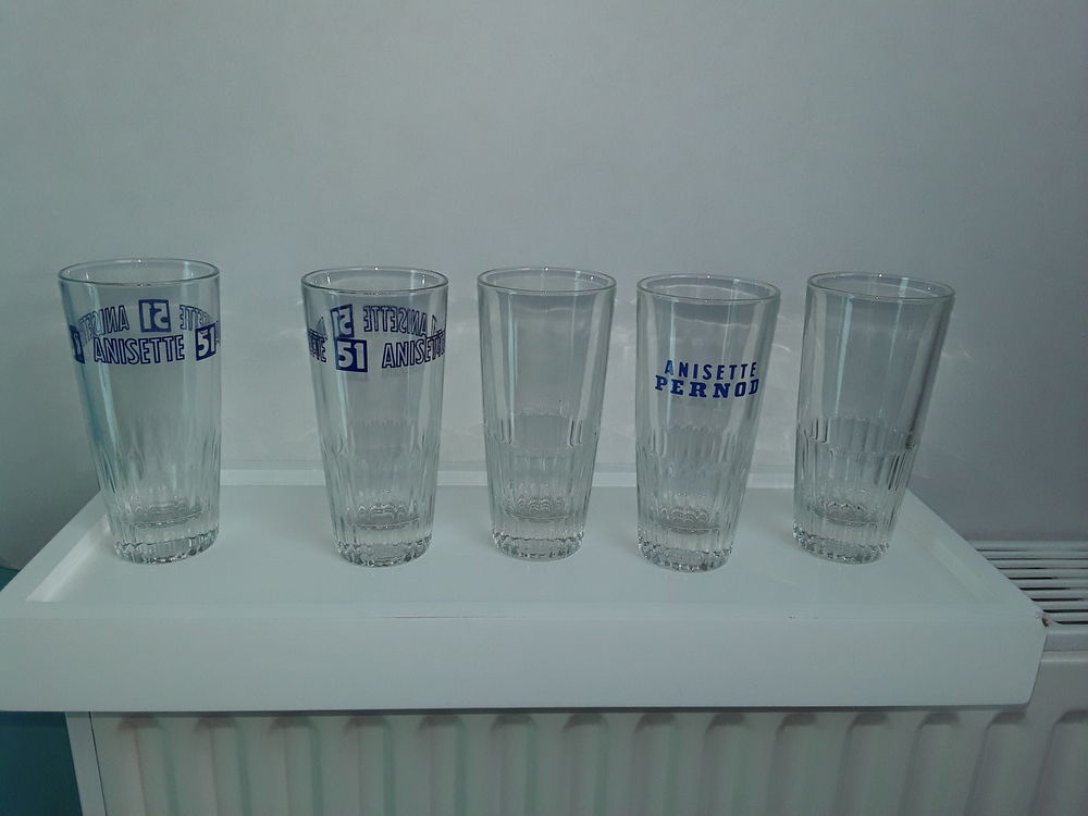  Un lot de 5 verres 3 stri�s 51 Anisette 10 Gometz-la-Ville (91)