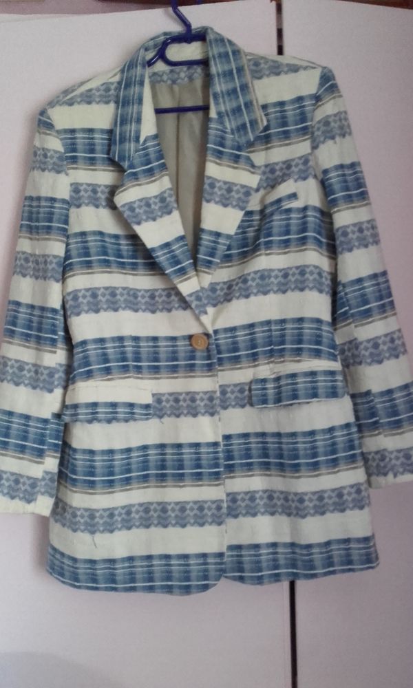 Veste bleu/blanc � rayures doubl� 4 �tampes (91)