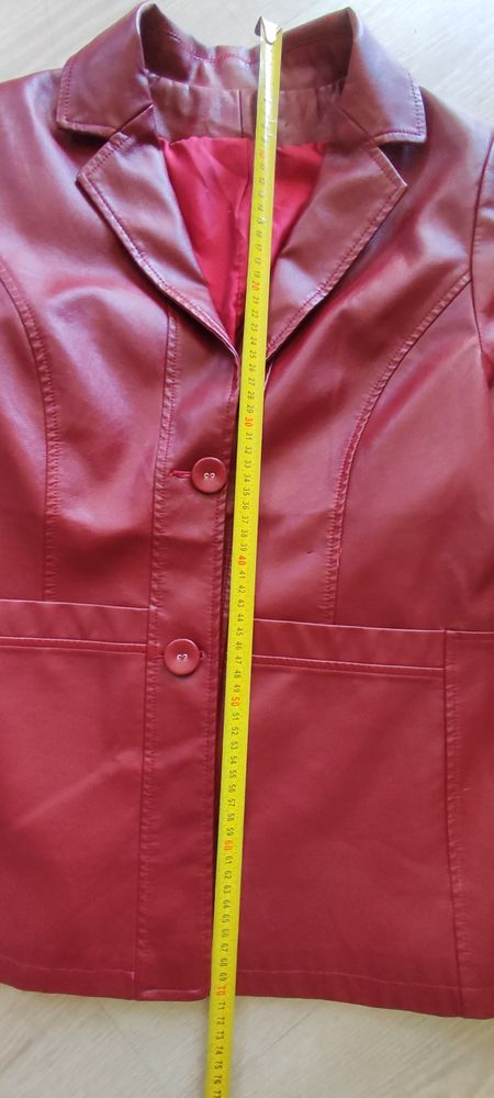 Veste en cuir d'agneau rouge tr�s douce Taille xl. 49 Orange (84)