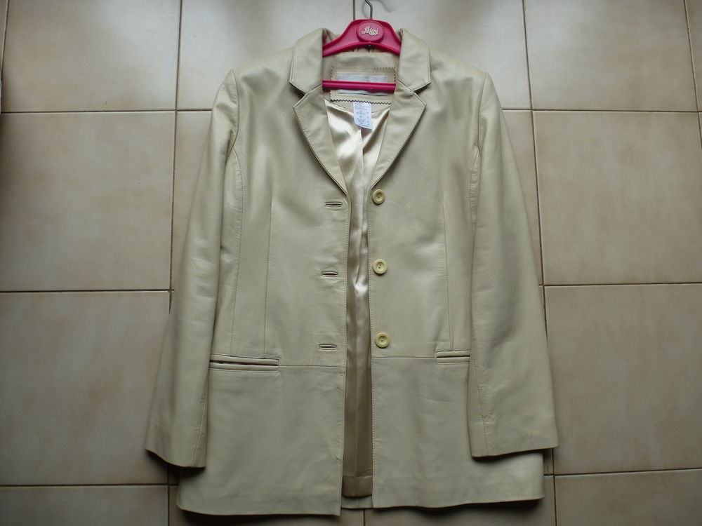 Veste en cuir beige femme (agneau) TBE 25 P�rols (34)