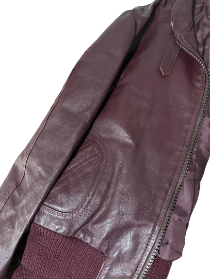 Veste en cuir rouge / bordeau authentique 60 Aubervilliers (93)