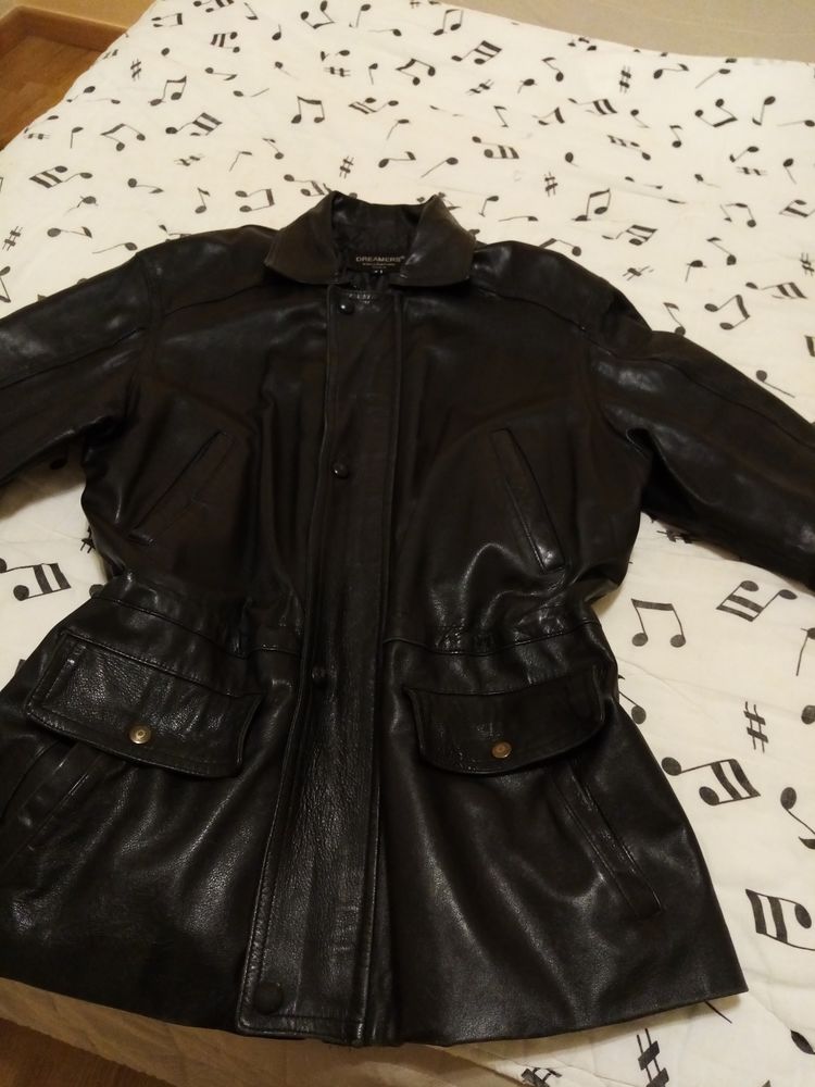 Veste M homme mi longue en cuir noire TBE 58 Chaumont (89)