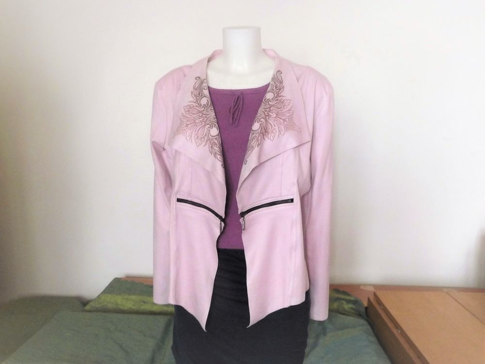 Veste Rose Pastel Imitation Daim Manches Longues- One O One 25 Paris 15 (75)