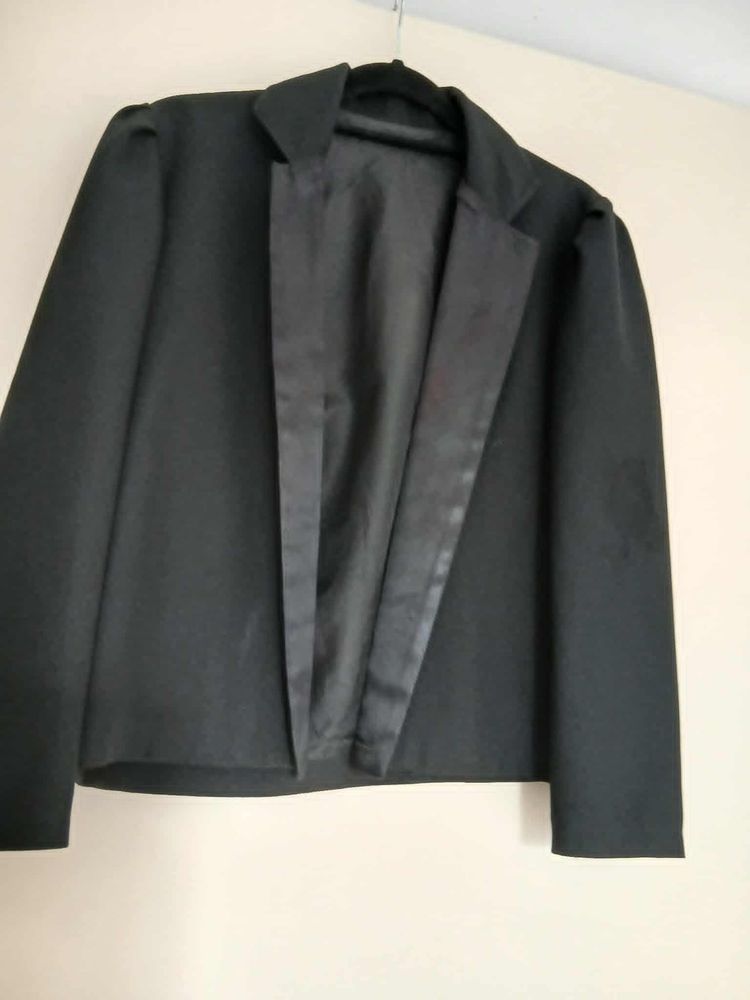  Veste spencer manches longues noire col satin noir N�1420 10 Beaune (21)