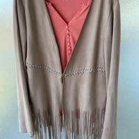 VESTE SPORT BEIGE  �  franges fa�on peau  chamois�e 25 Cannes (06)