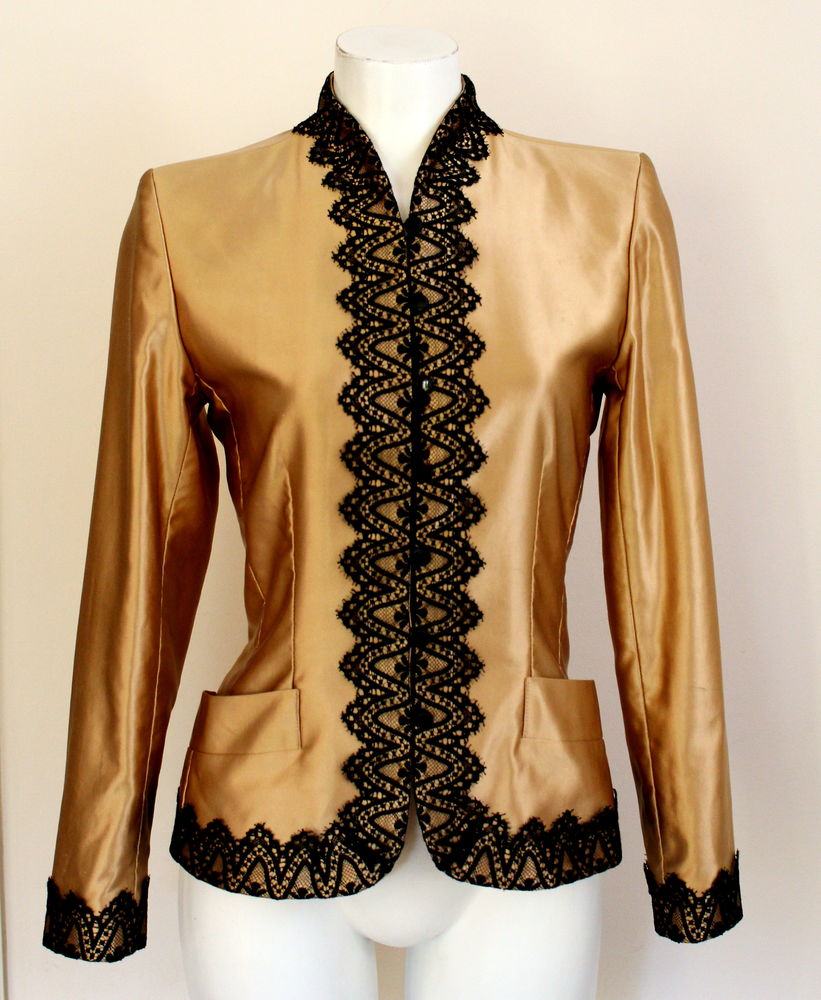 Veste YVES SAINT LAURENT satin de coton or et dentelles soie 200 Issy-les-Moulineaux (92)