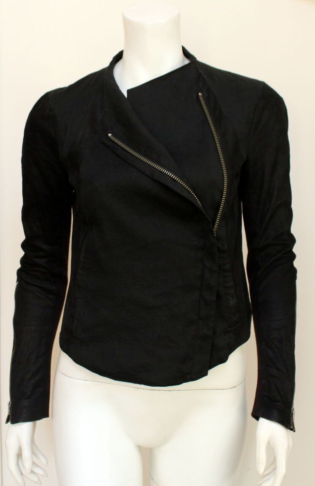 Veste zipp�e cuir et canvas HELMUT LANG T.S 220 Issy-les-Moulineaux (92)