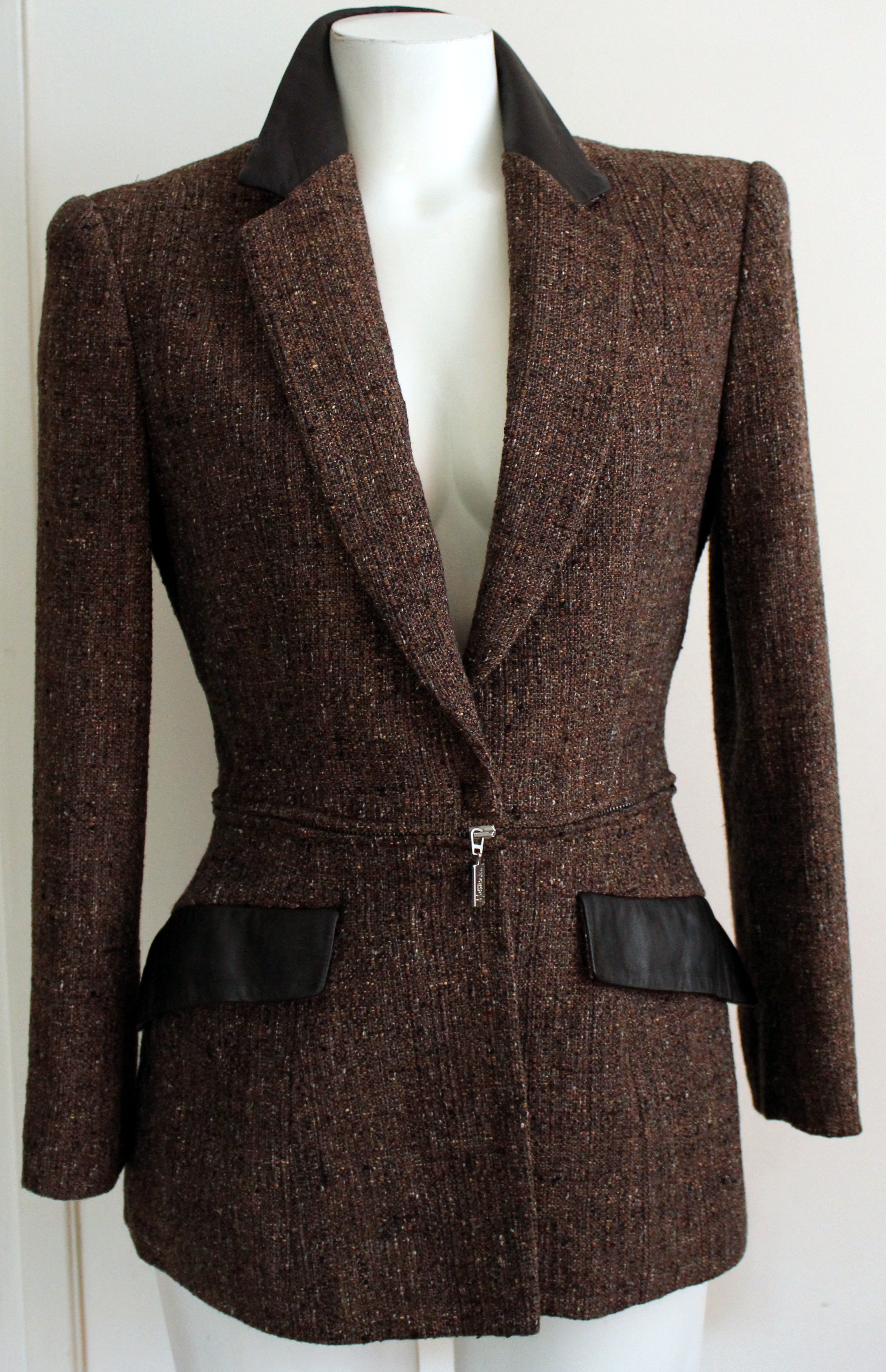 Veste zipp�e modulable empi�cements cuir CLAUDE MONTANA 1990 100 Issy-les-Moulineaux (92)