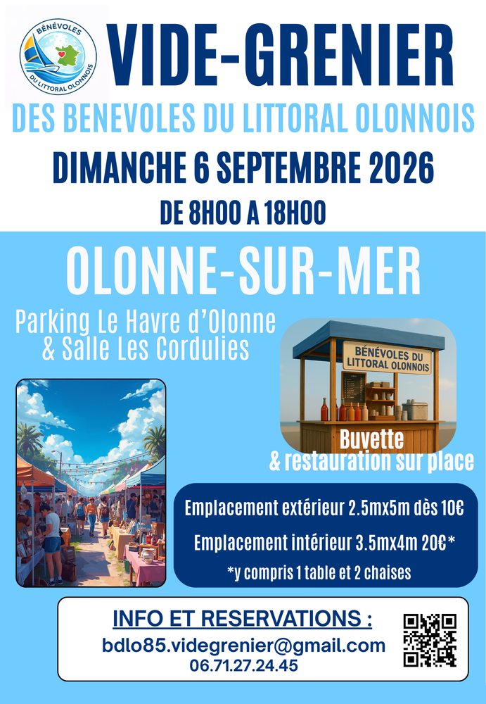 VIDE GRENIER Association  des B&eacute;n&eacute;voles du Littoral Olonnois 0 Les Sables-d'Olonne (85)