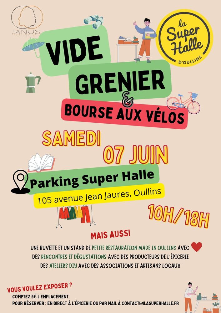 Vide grenier et bourse aux vélo de la Super Halle / Janus 0 Oullins (69)