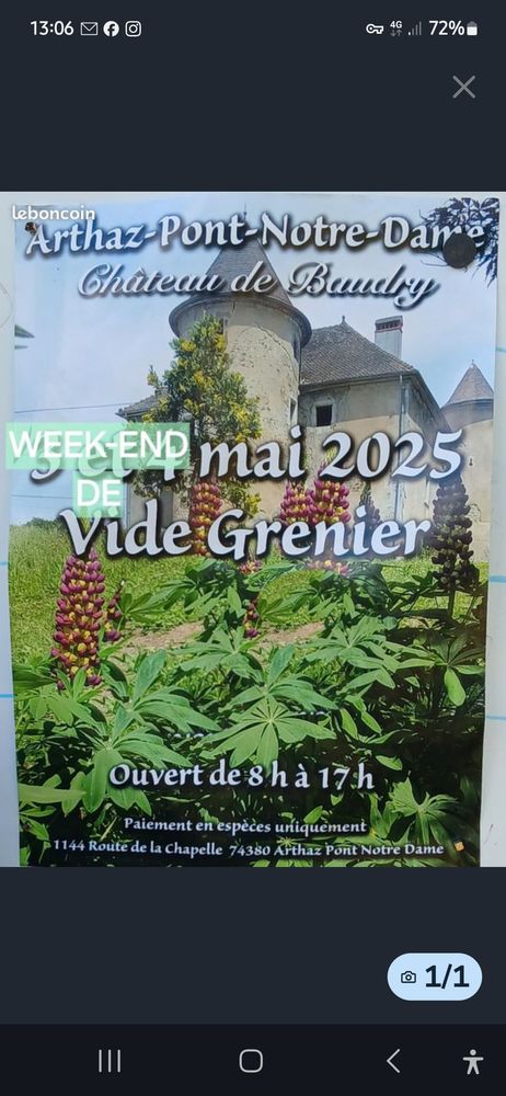 Vide grenier, brocante TOUS LES WEEK-END de MAI 2025 0 Arthaz-Pont-Notre-Dame (74)