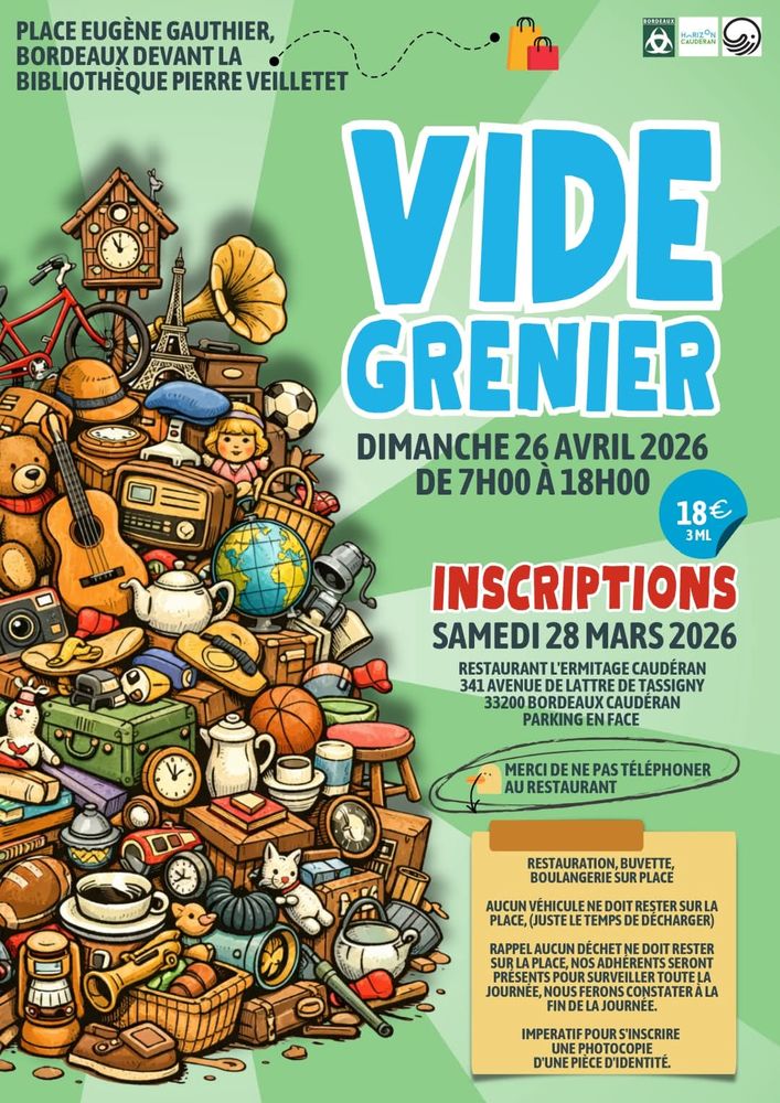 Vide-grenier &agrave; Caud&eacute;ran le 26 avril 2026 0 Bordeaux (33)