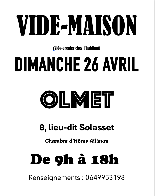 VIDE-GRENIER CHEZ L'HABITANT 0 Olmet (63)